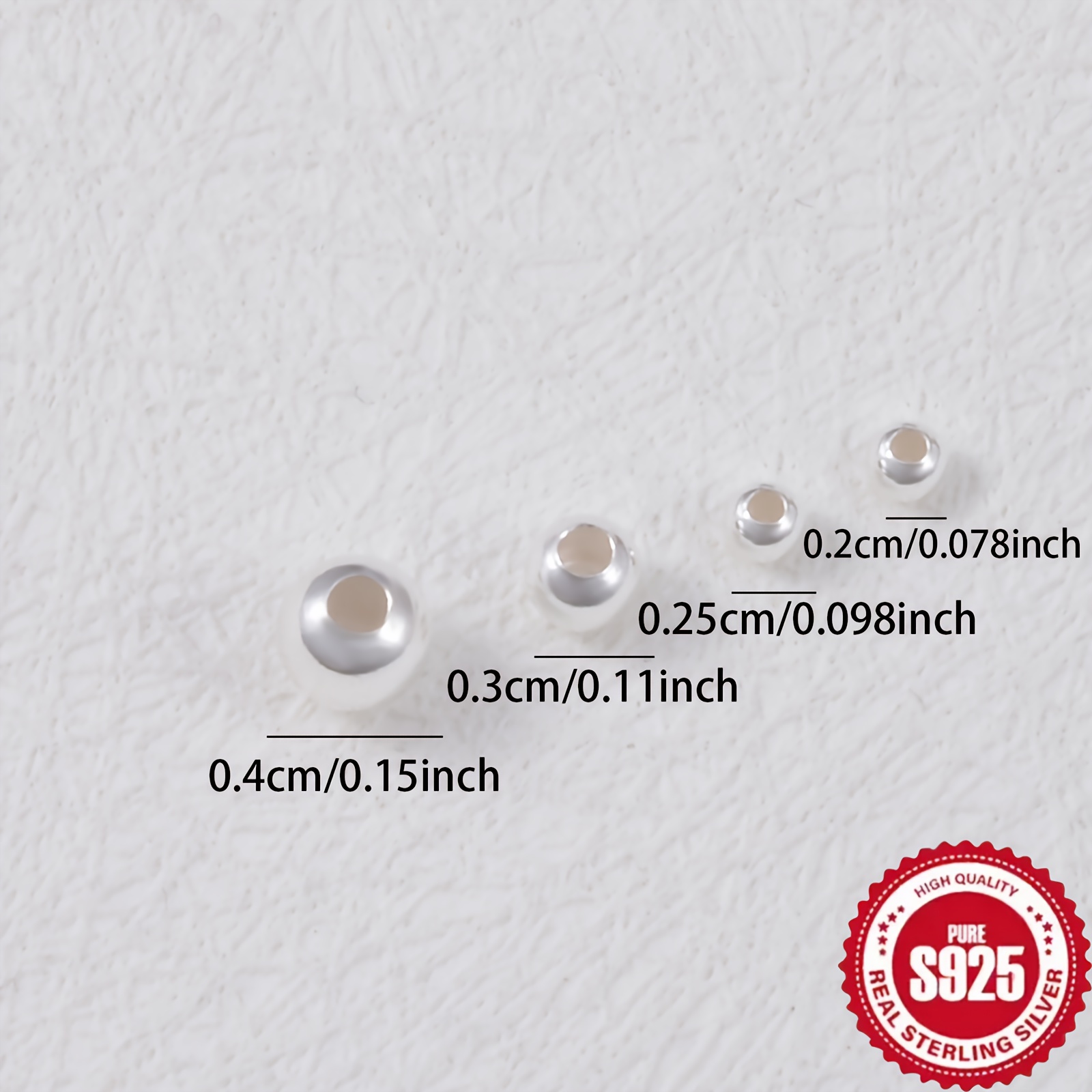 150pcs S925 Sterling Silver Round Spacer Beads for Jewelry Making